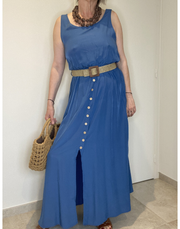 Robe longue Angela en bleu jeans